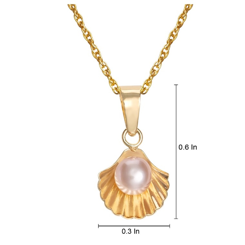 🔥Disney The Little Mermaid 10kt Gold Freshwater Cultured Pearl Shell Pendent.